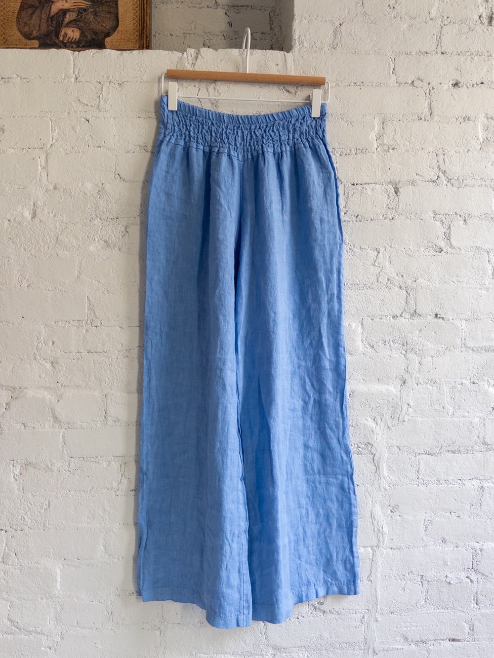 NEW 100% Linen Pants in Cornflower Blue, made in Italy, size S